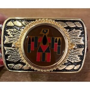 VTG 70s/80s Western Rope Belt Thunderbird Buckle USA 51" Adjustable Southwestern